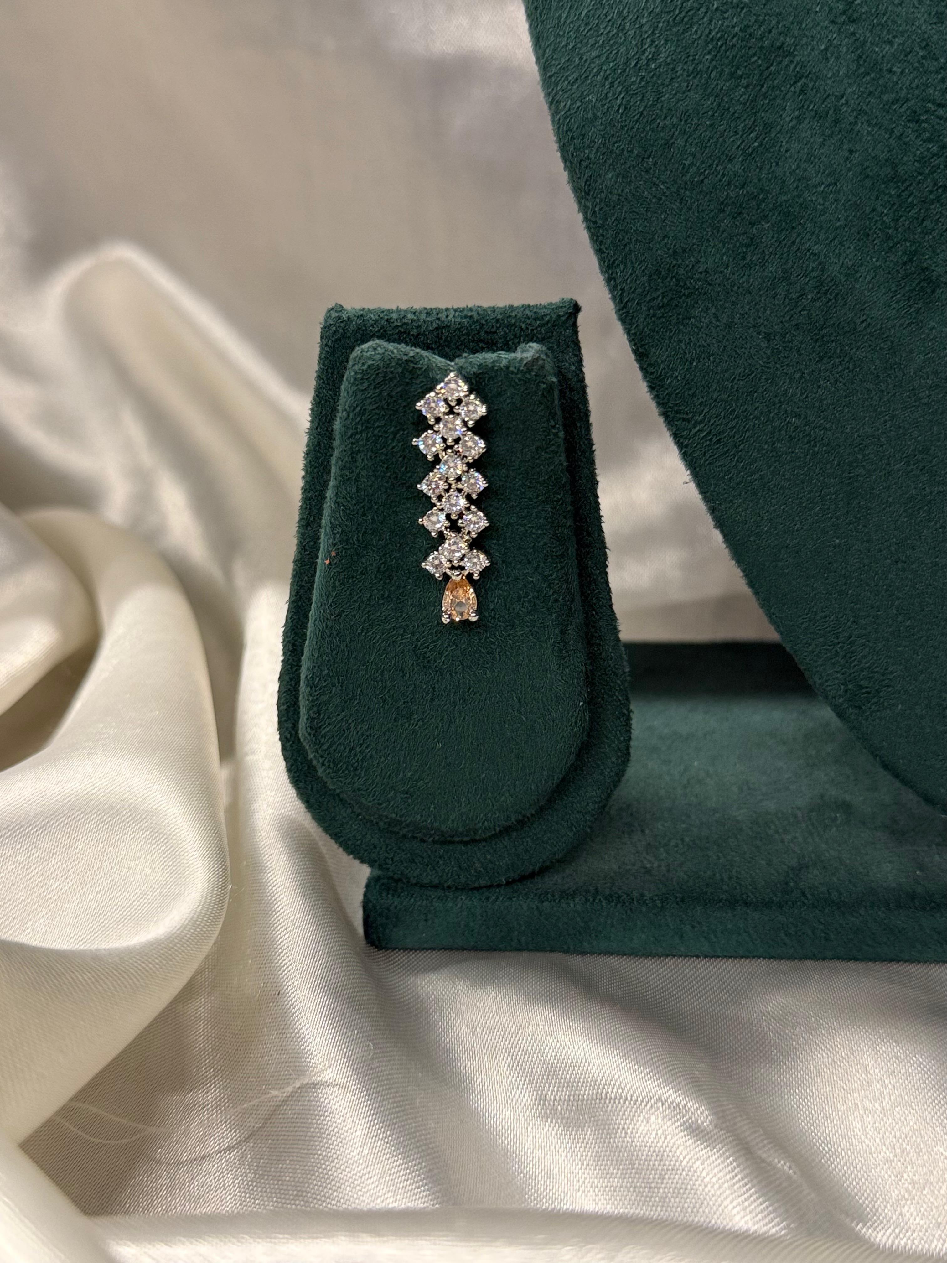 Elegant Silver CZ Necklace Set with Champagne Gold Stones,llb334