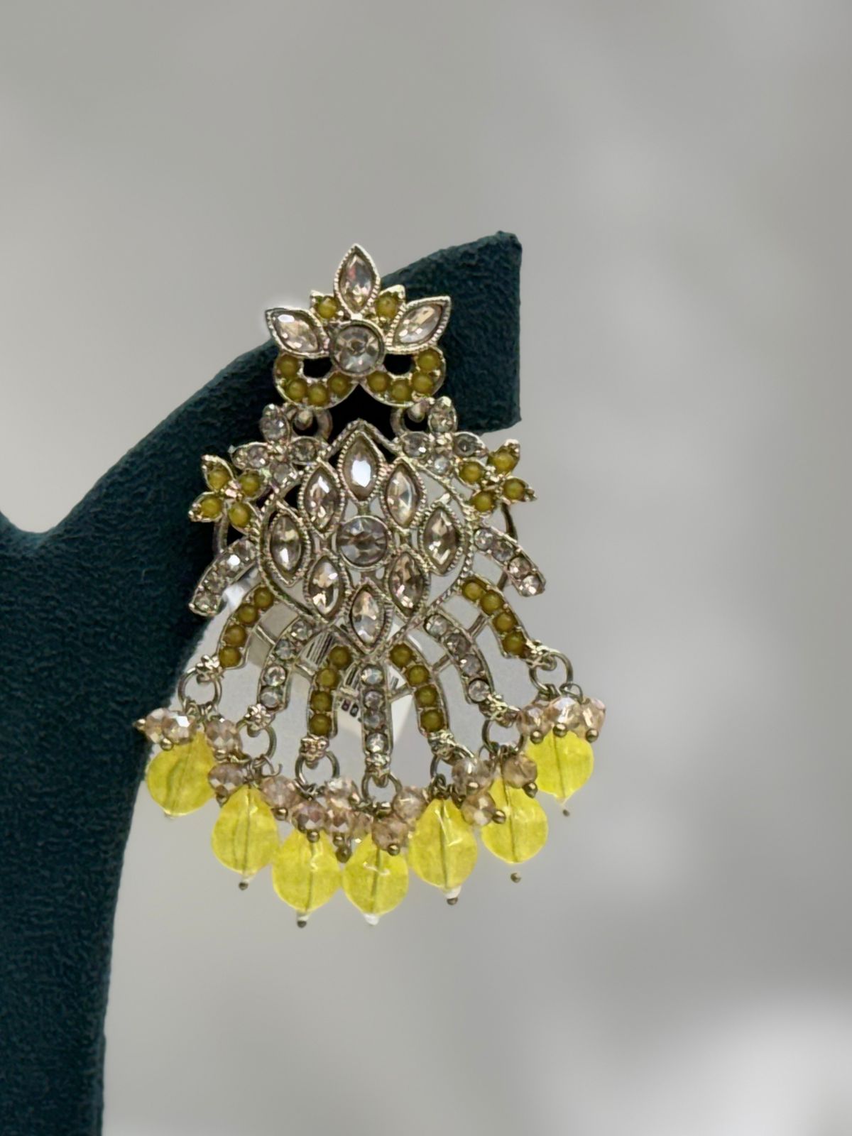 Yellow Stone Chandbali Earrings for Women,llb636