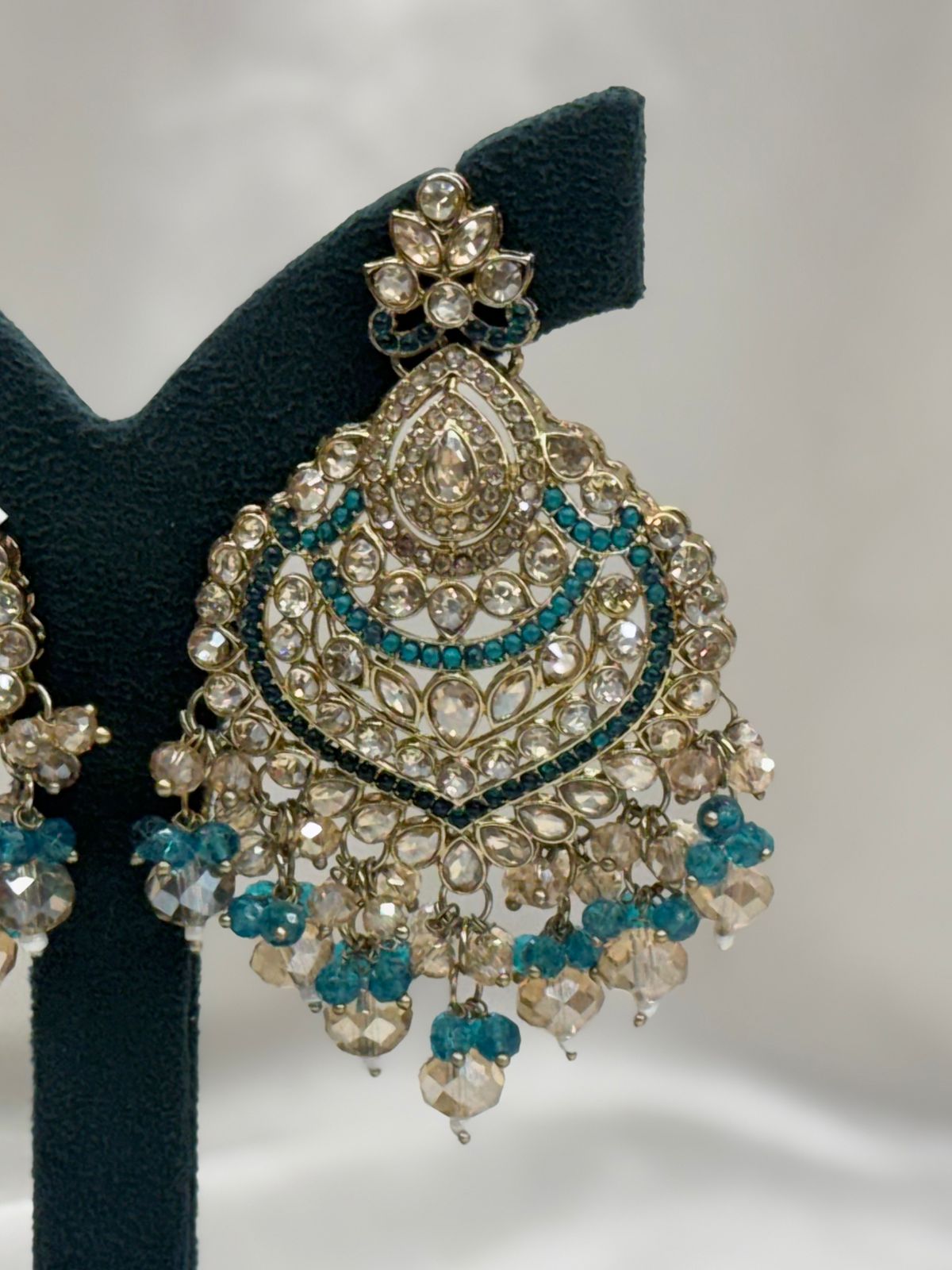 Emerald Green Kundan Chandbali Earrings for Women,llb630