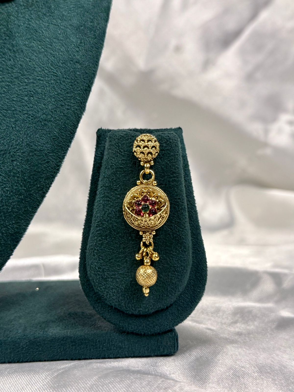 Traditional Antique Gold Necklace Set with Ruby Stone Work ,llb425