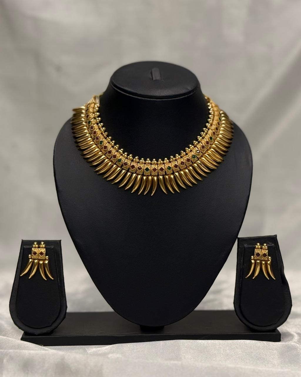 Mehendi Gold Temple Necklace Set,308