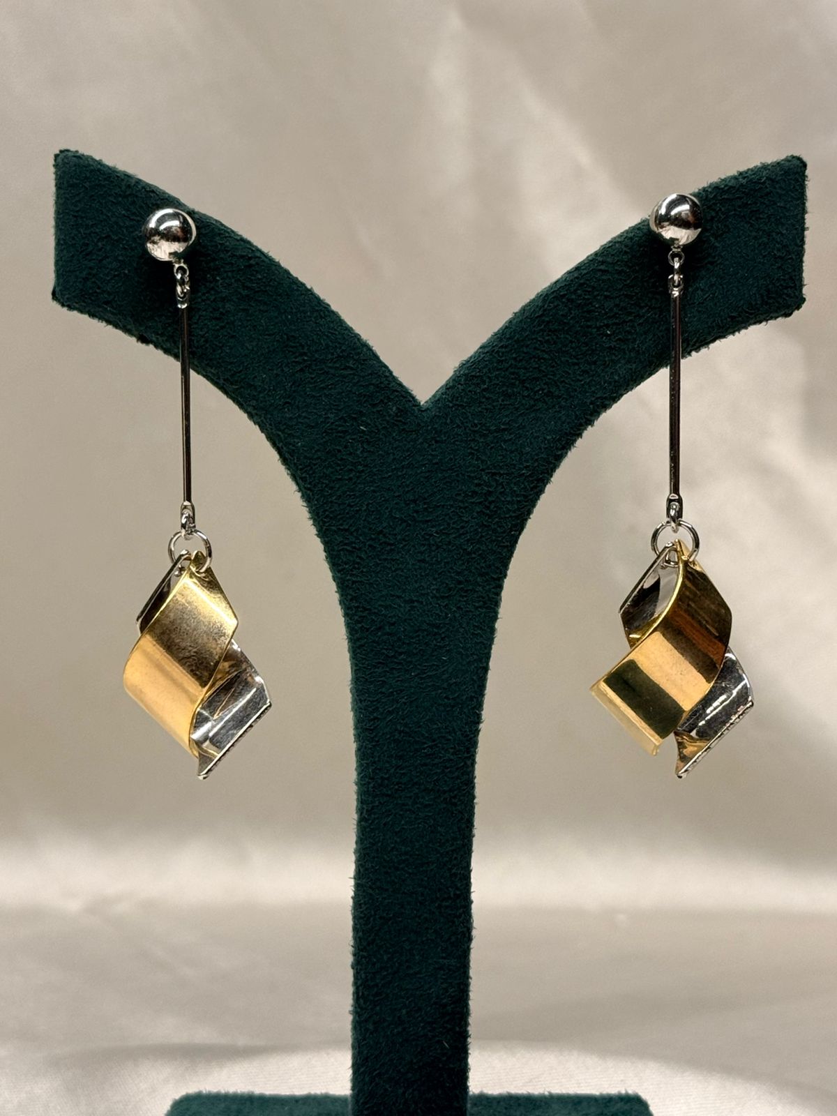 Modern Silver & Gold Geometric Drop Earrings,llb707