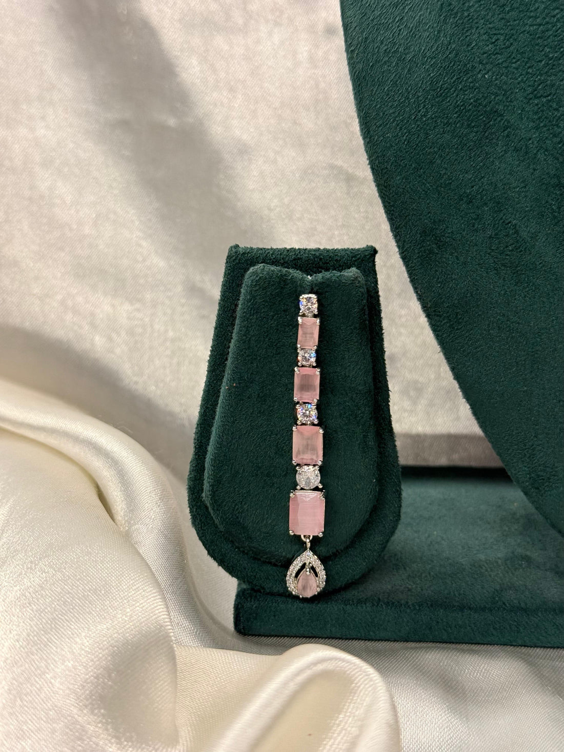 Pink Stone Silver Necklace Set,llb335