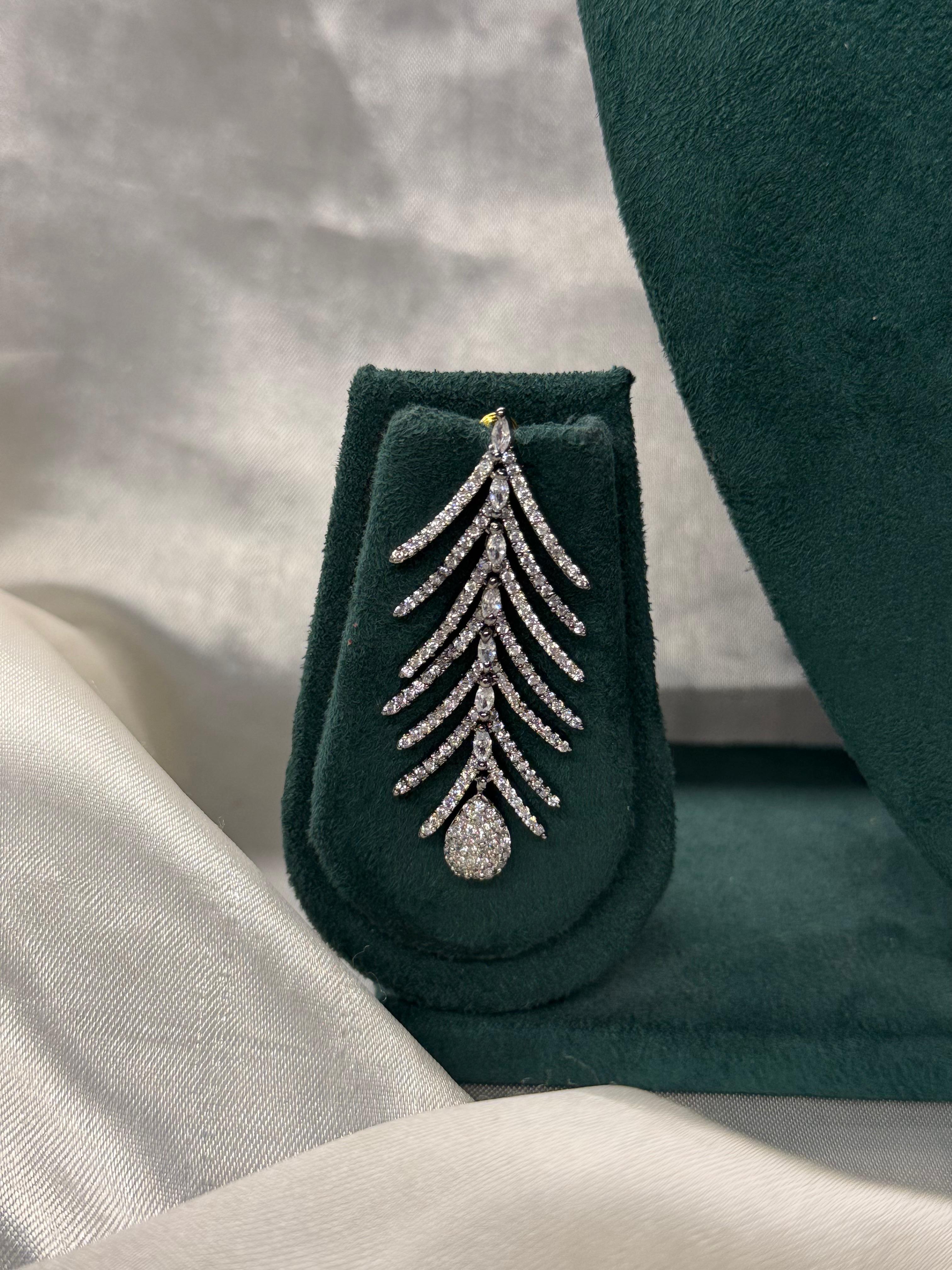 Elegant Silver Leaf Design CZ Necklace Set,llb337