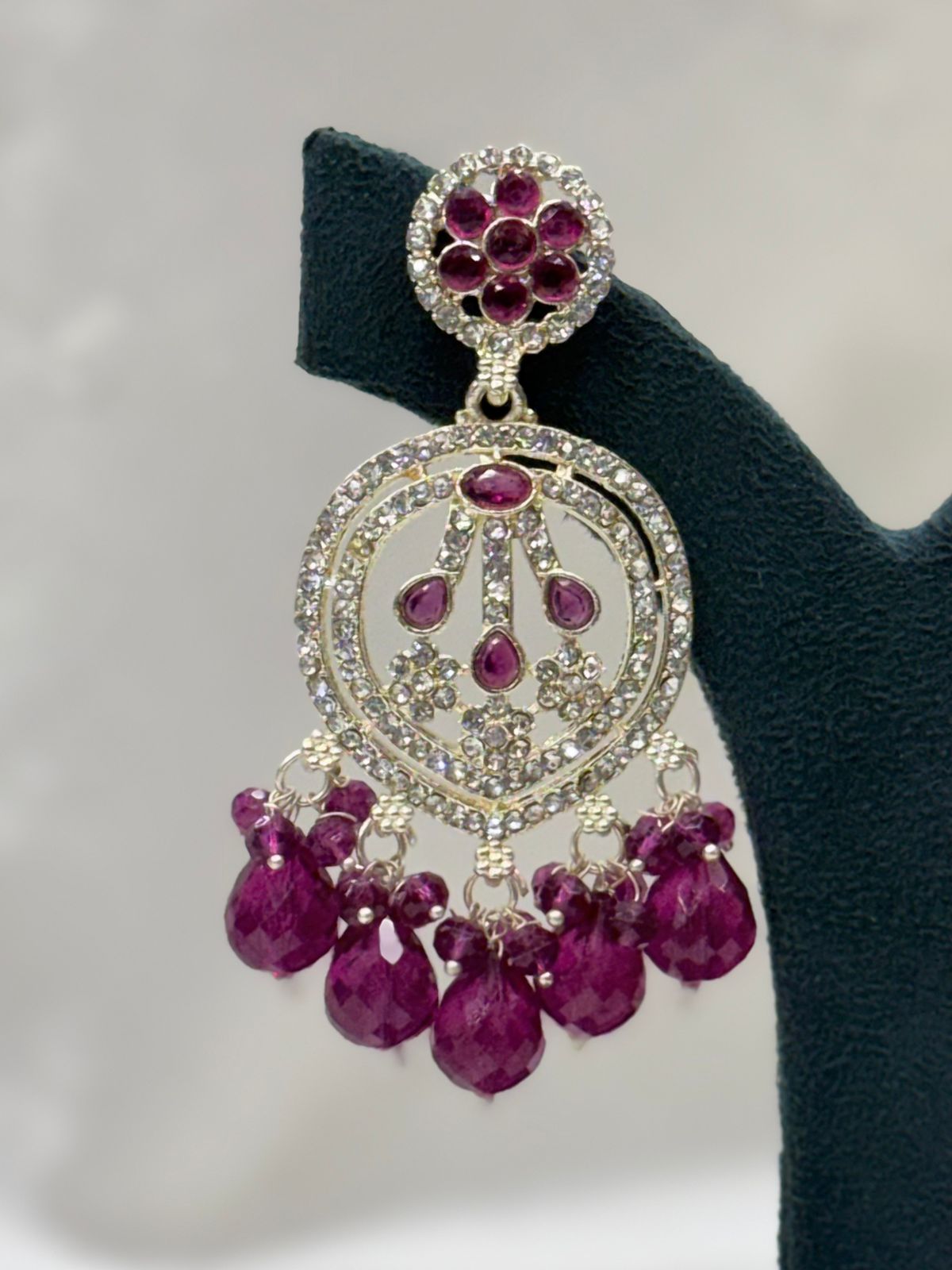 Maroon Stone Drop Earrings for Women,llb637