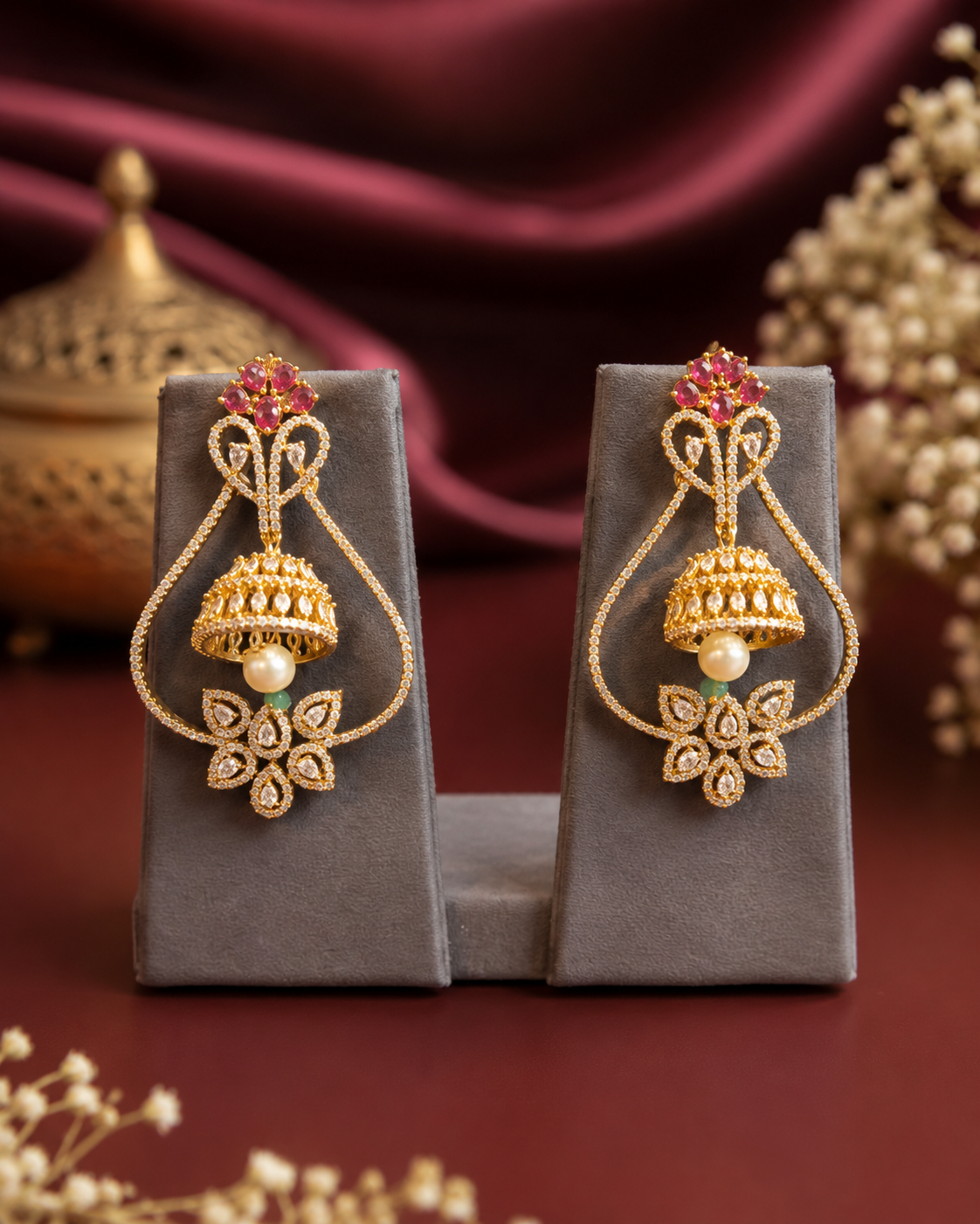 Stone Party Wear Jhumka Earrings for Women | ONK139