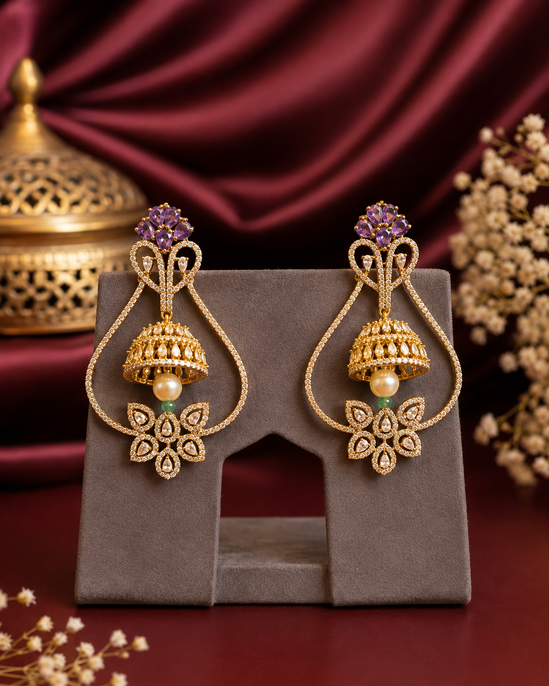 Stone Party Wear Jhumka Earrings for Women | ONK139