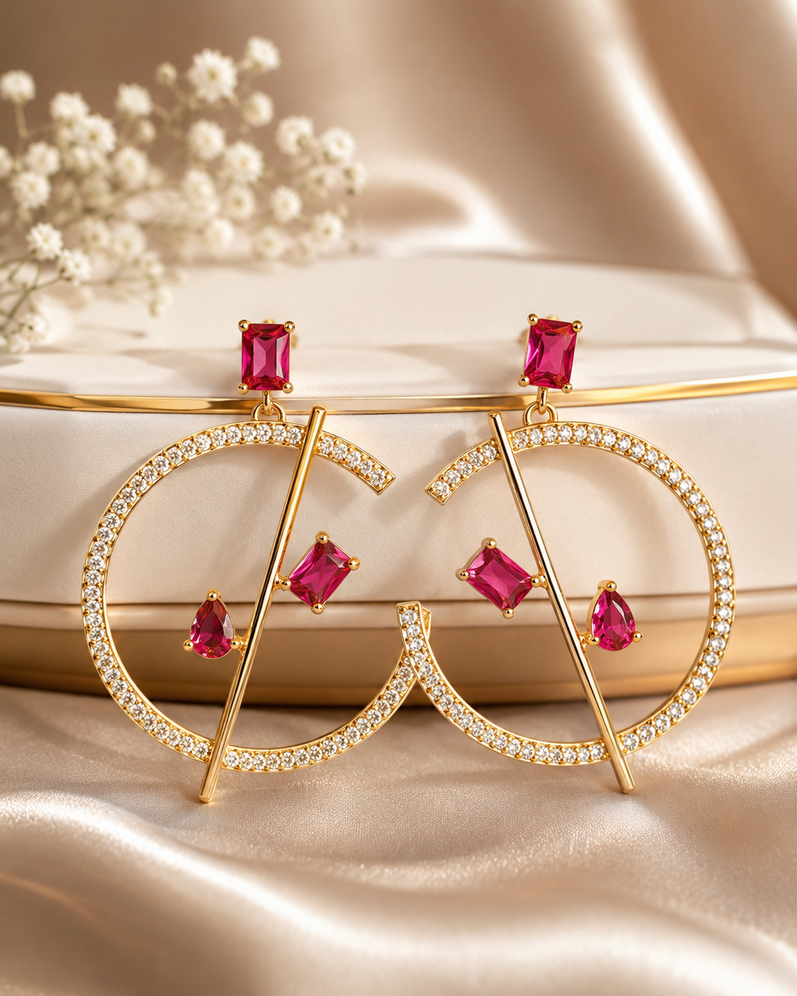 Gold Onion Pink Cut Stud Earrings | LV2147
