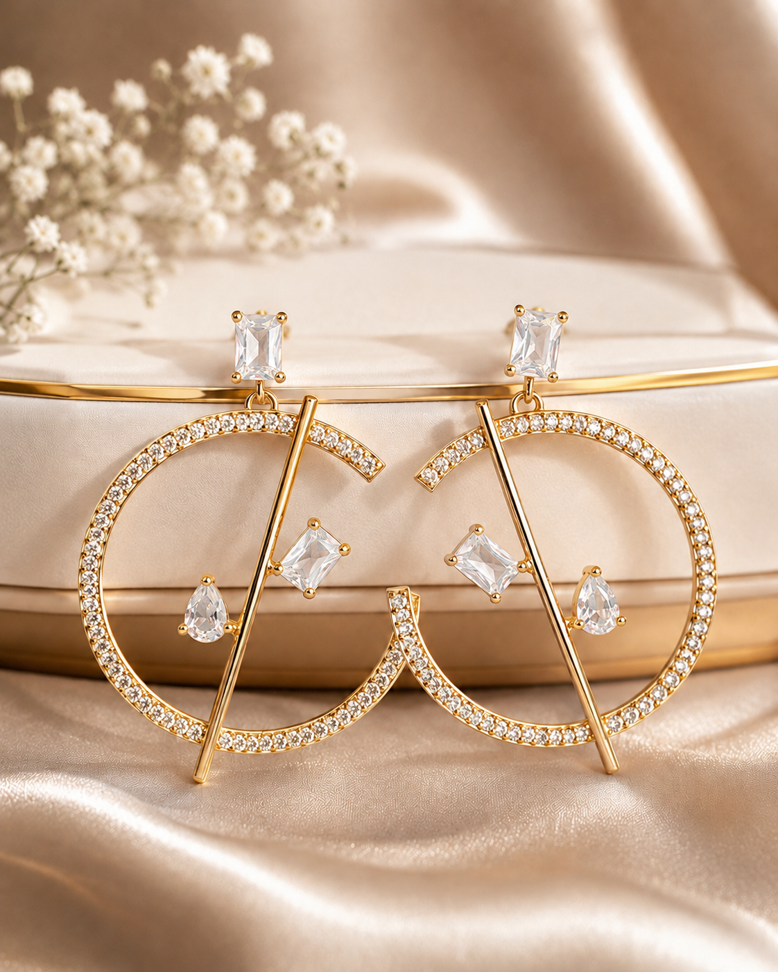 Gold Onion Pink Cut Stud Earrings | LV2147