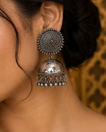 Oxidised Silver Jhumka Earrings | GV35