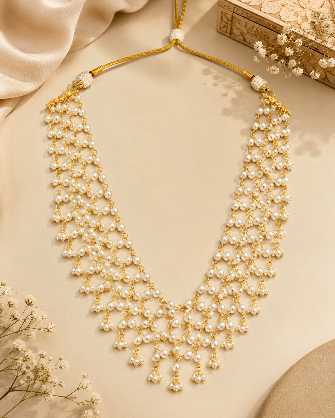 Freshwater Pearl Multi-Strand Waterfall Necklace | ONK64