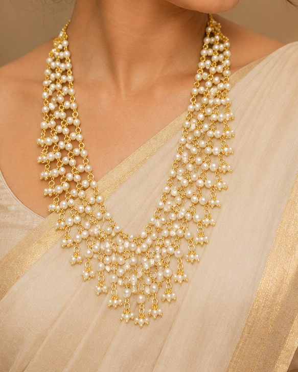 Freshwater Pearl Multi-Strand Waterfall Necklace | ONK64