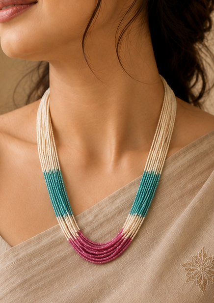 Colour Block Multi-Strand Seed Bead Necklace | LL108495