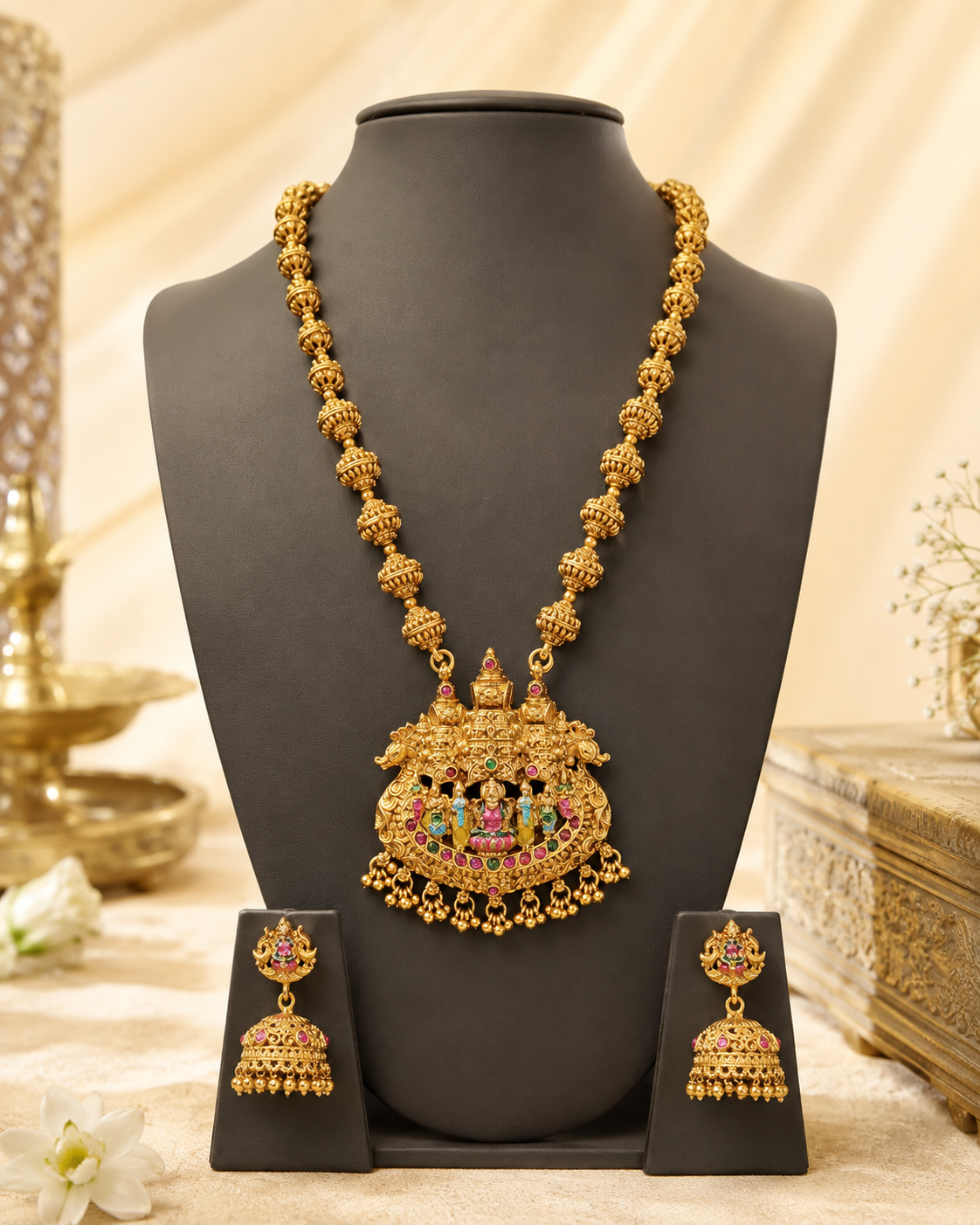Antique Gold Long Haram Set - Pattern 1 | OL145