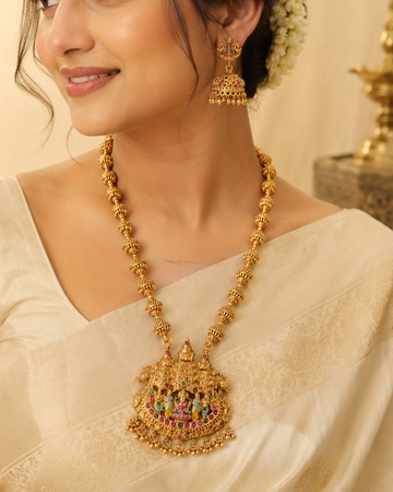 Antique Gold Long Haram Set - Pattern 1 | OL145