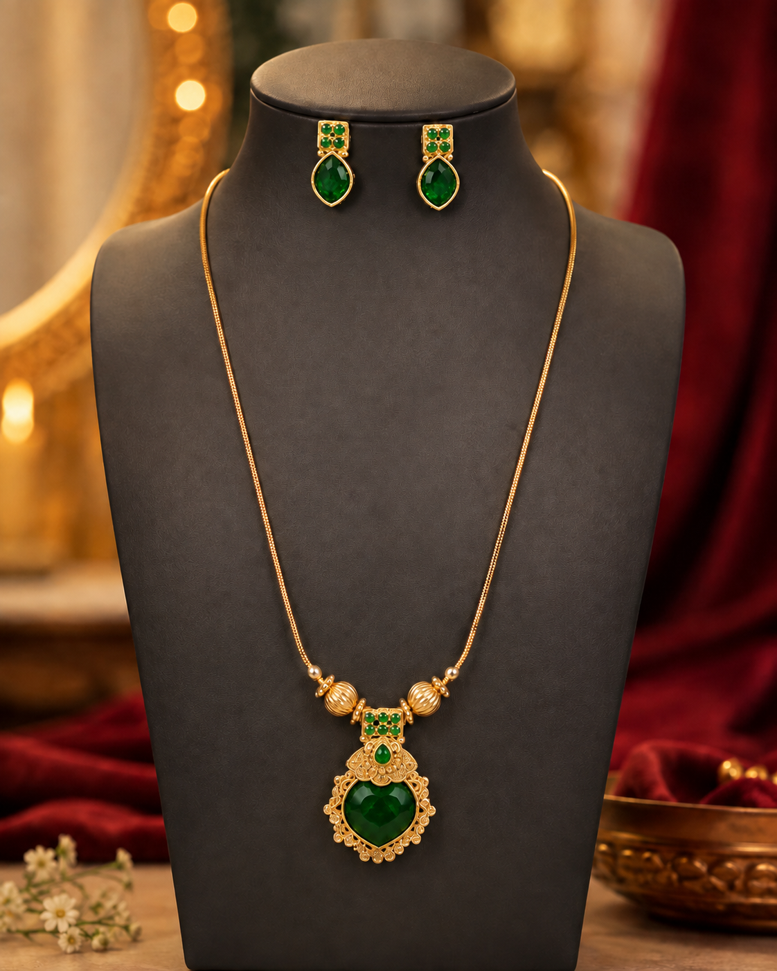Gold Red , Snake Chain Necklace Set | L15019