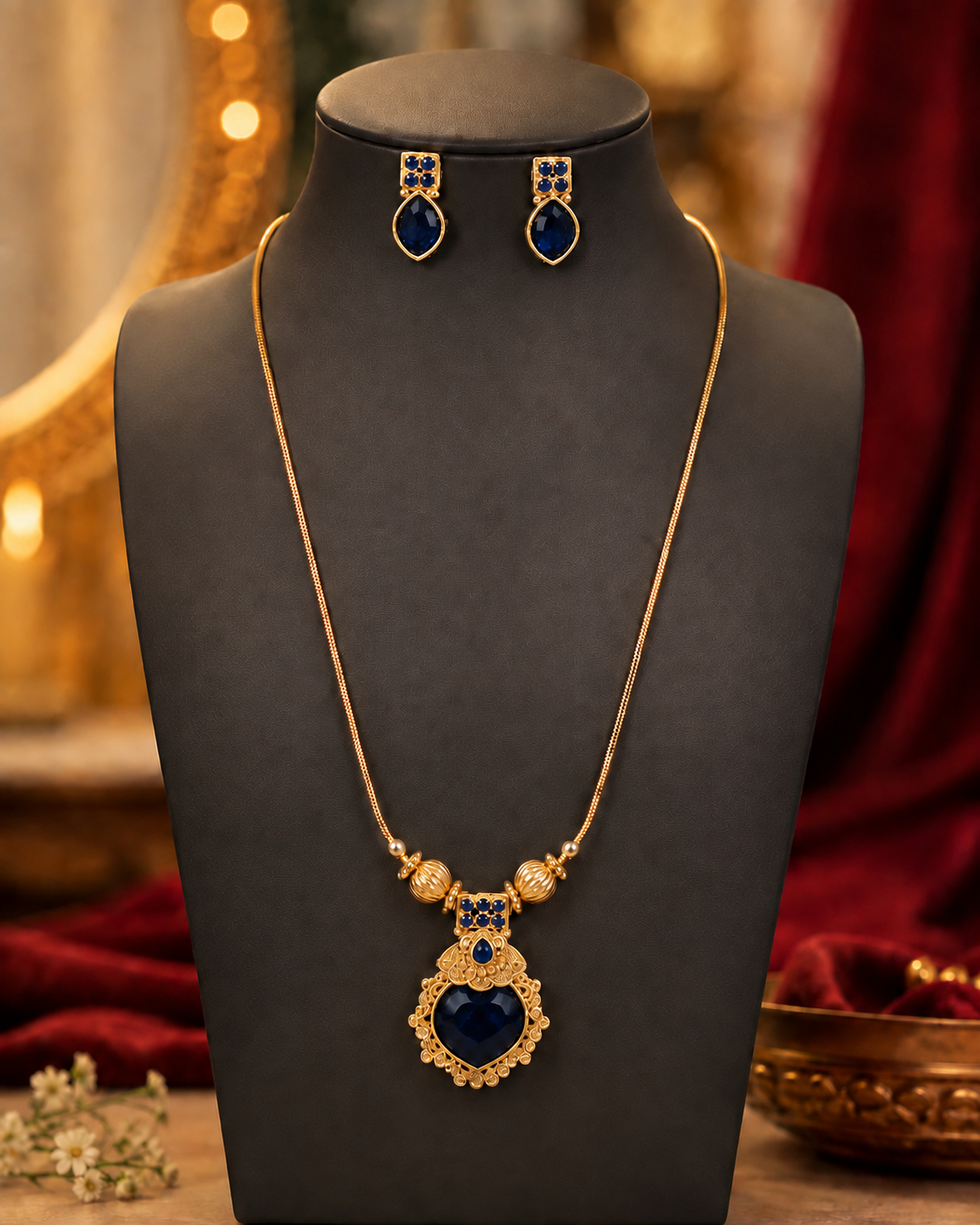 Gold Red , Snake Chain Necklace Set | L15019