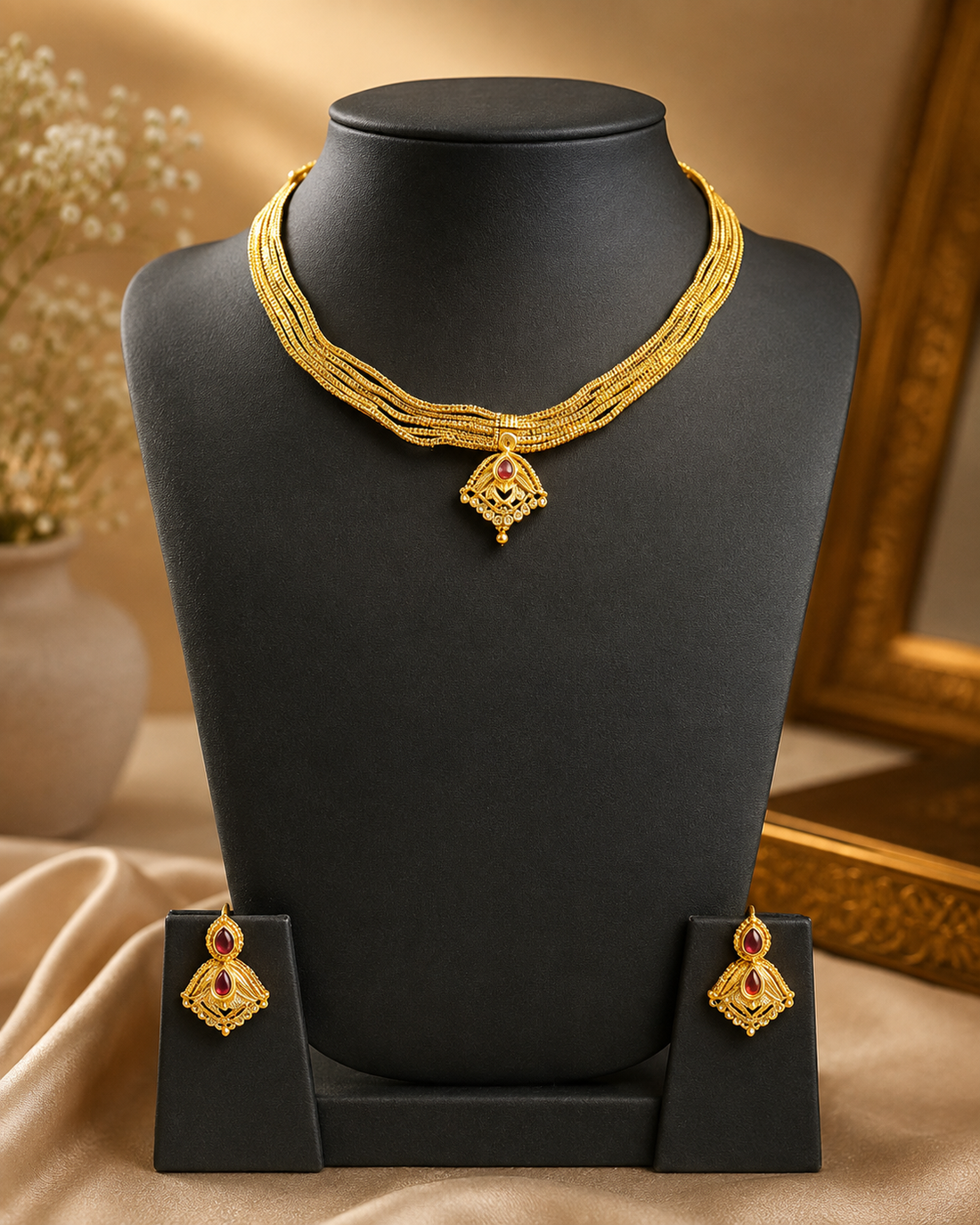 Multi-Strand Gold Box Chain Necklace Set | OLDZN10