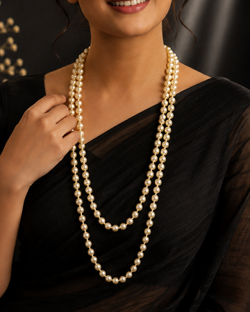 Double-Strand Champagne Pearl Long Necklace | L2108303
