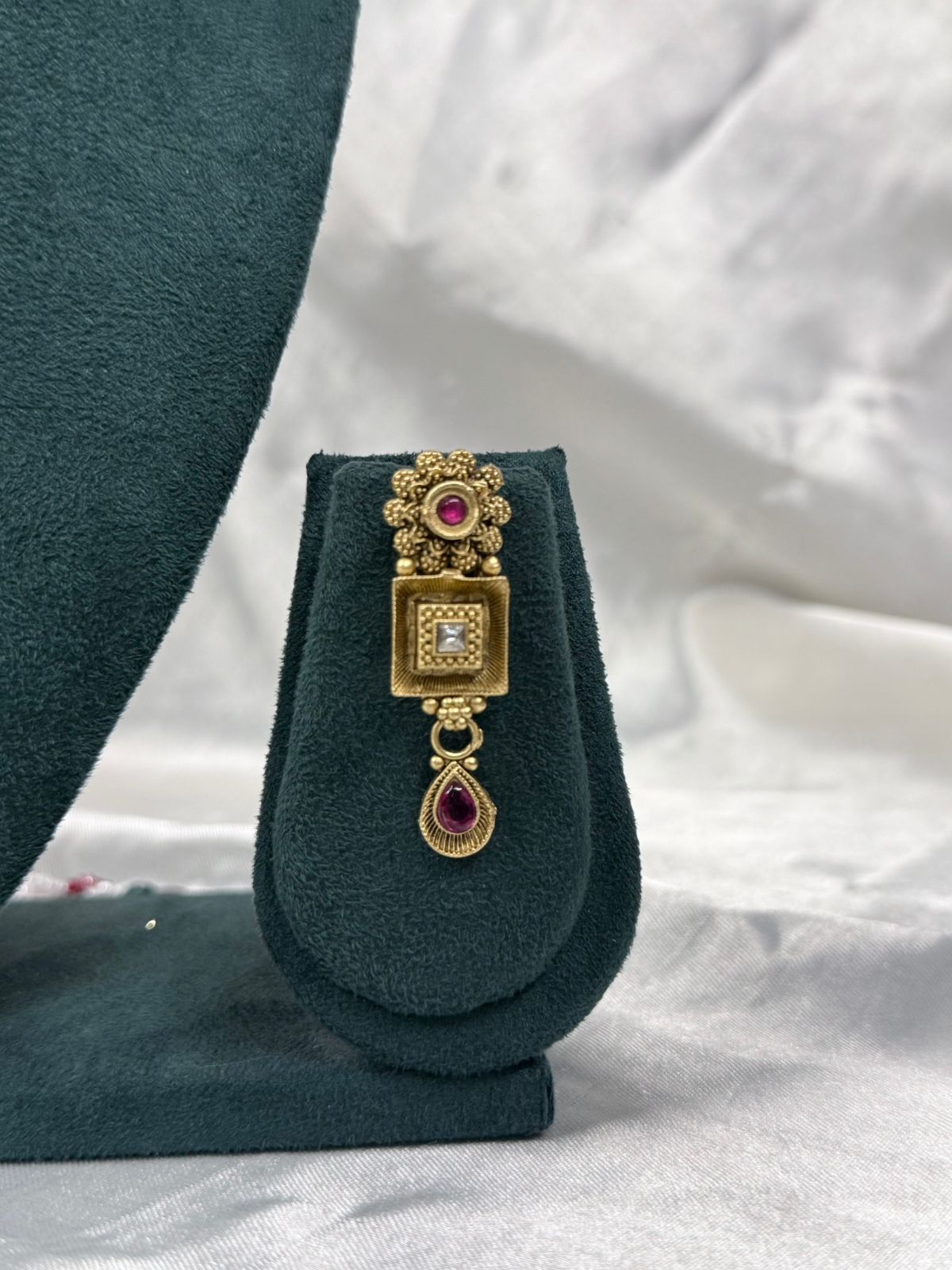 Antique Temple Gold Necklace Set with Ruby Stones & Lakshmi Motif,llb426
