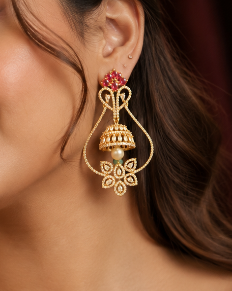 Stone Party Wear Jhumka Earrings for Women | ONK139