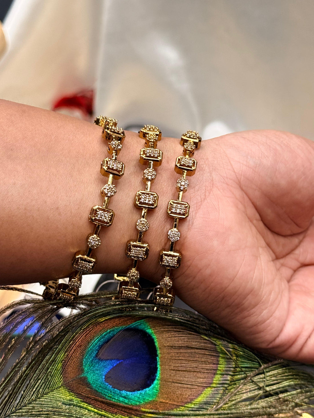 Elegant Gold CZ Bangles | Designer Stone,llb404