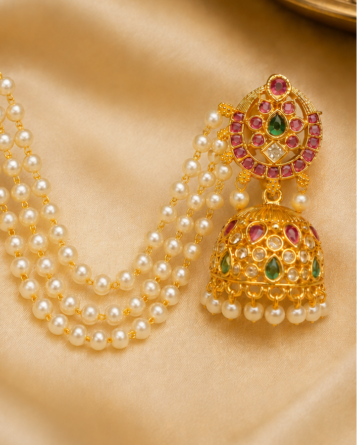 Antique Gold Earrings with Pearl Cluster Drops | OG37