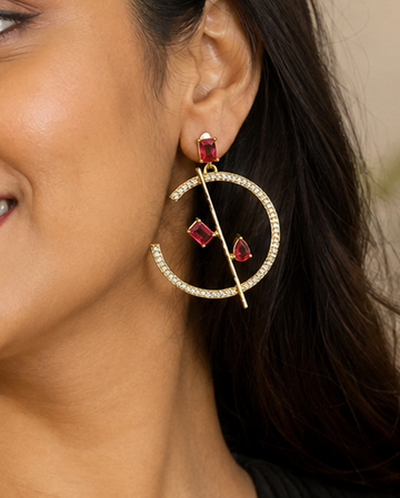 Gold Onion Pink Cut Stud Earrings | LV2147