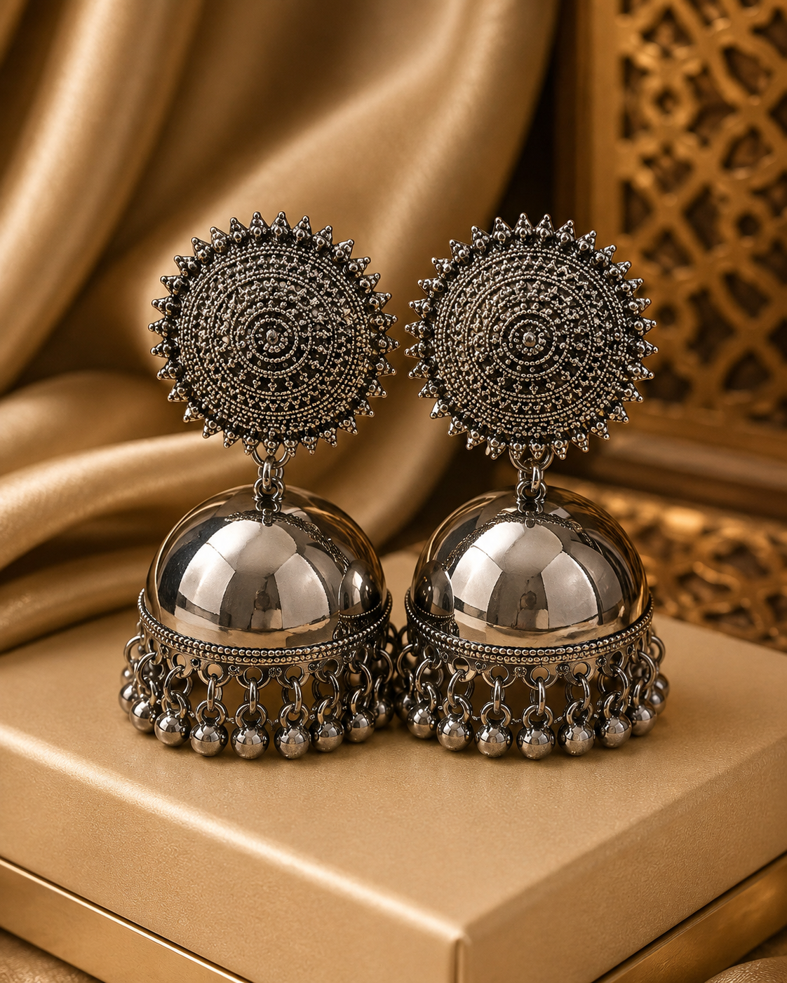 Oxidised Silver Jhumka Earrings | GV35