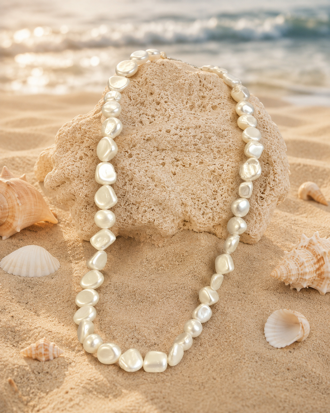 Chunky White Baroque Freshwater Pearl Necklace | L2108295