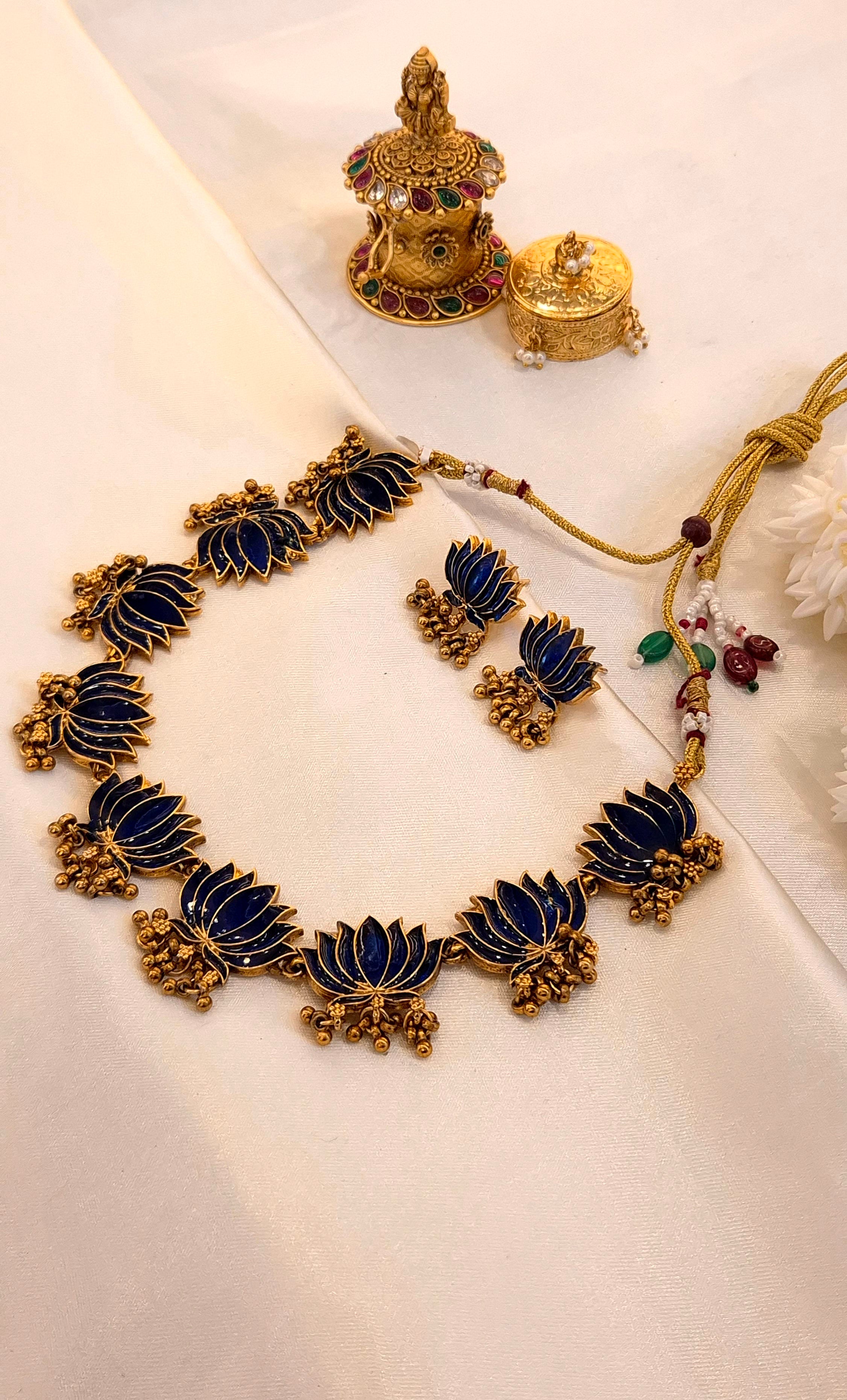 Antique Gold Lotus Necklace