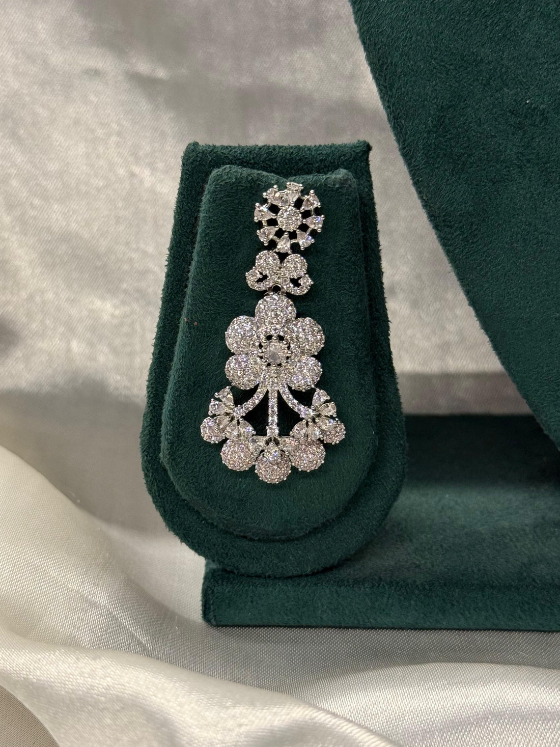 Luxury Silver CZ Floral Necklace Set,llb336