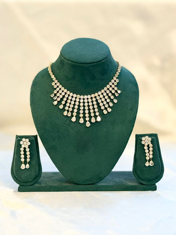 Diamond CZ Waterfall Necklace & Earring Set | llb055