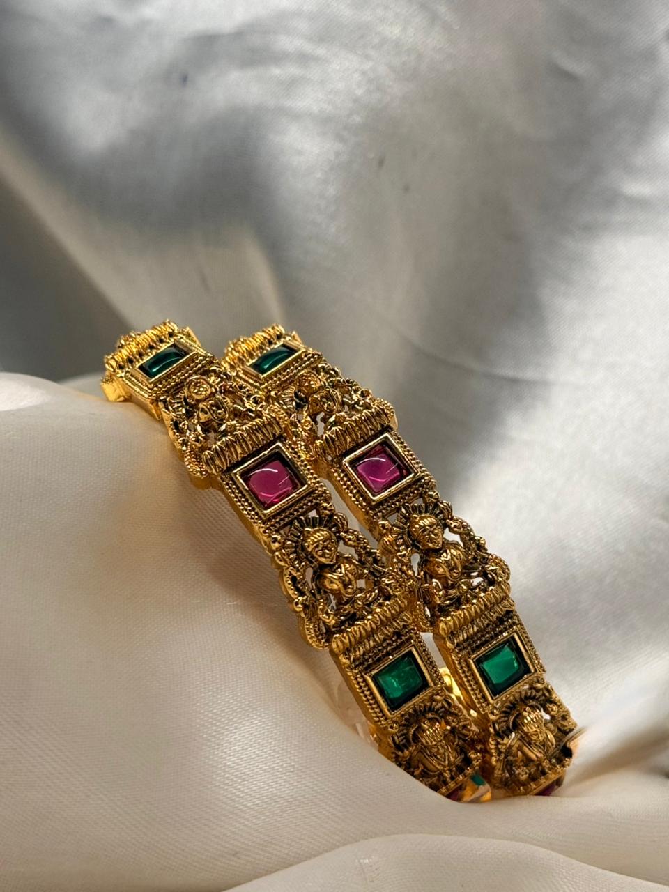 Premium Temple Design Gold Bangles,llb413