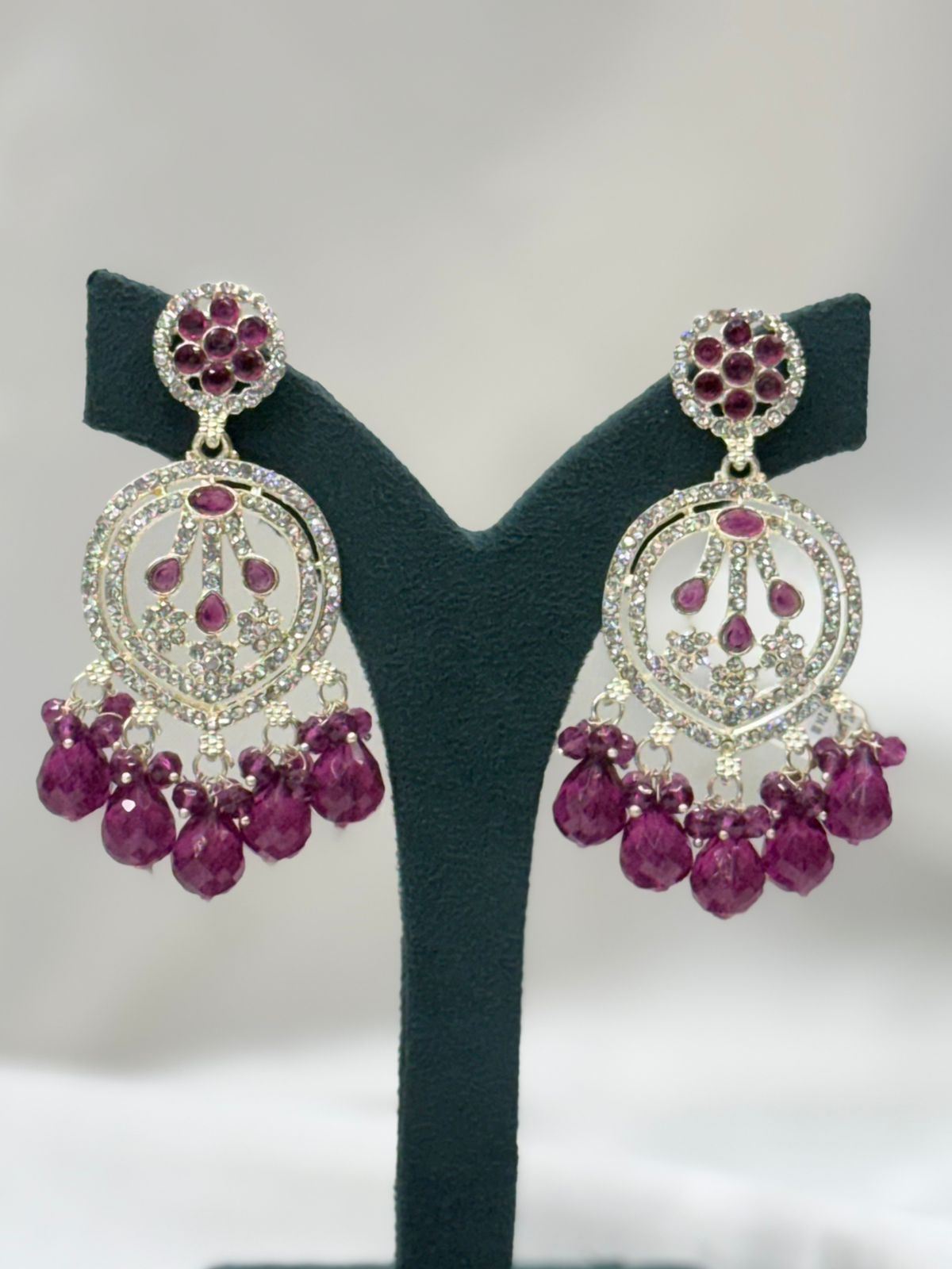 Maroon Stone Drop Earrings for Women,llb637