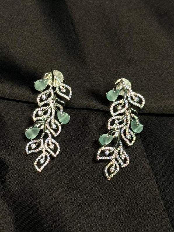 Elegant Mint Green Leaf Necklace Set,llb323