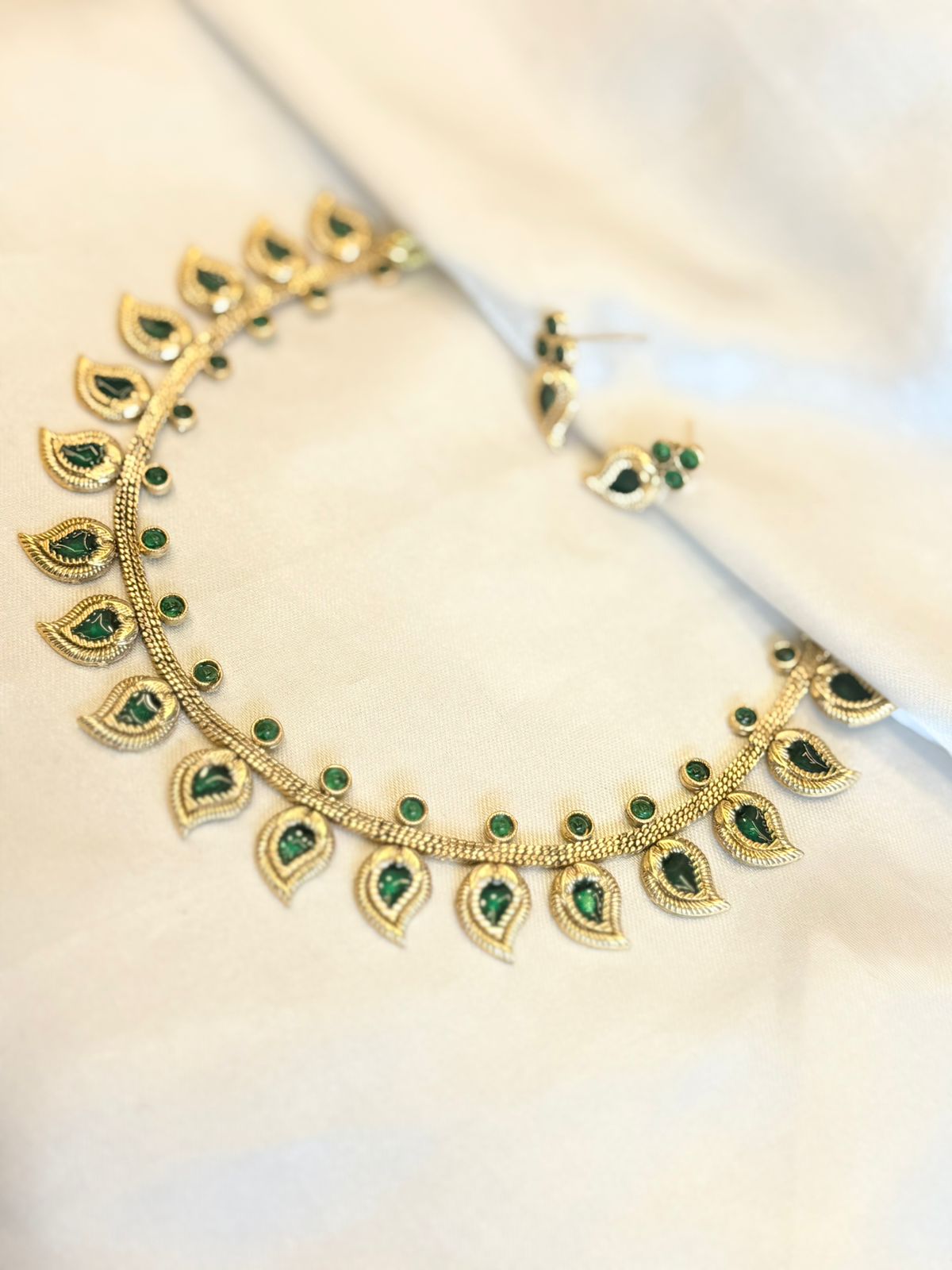 vishu collection,greenstone palakka necklace,llb881