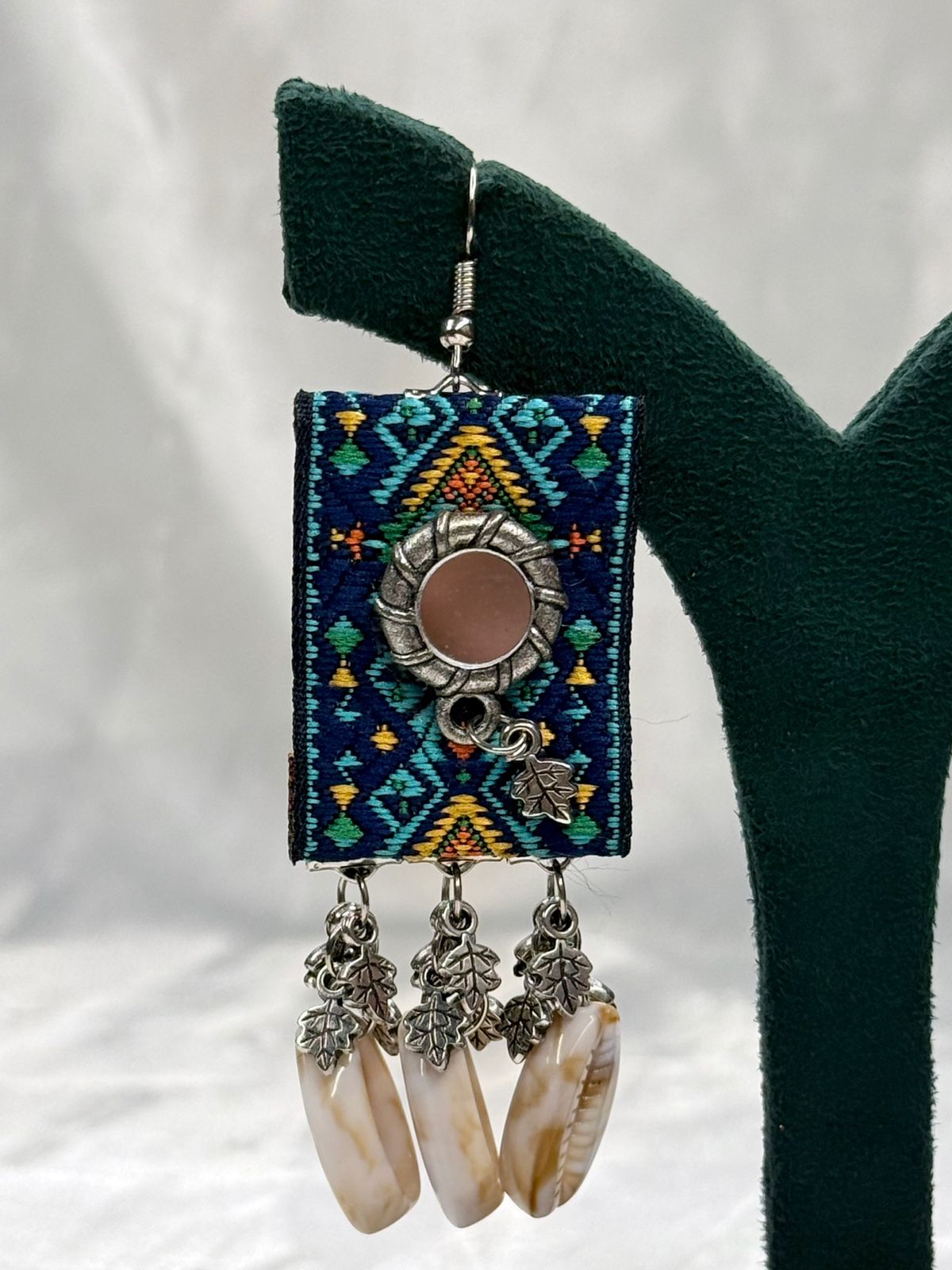Handmade Embroidered Mirror Earring,llb558