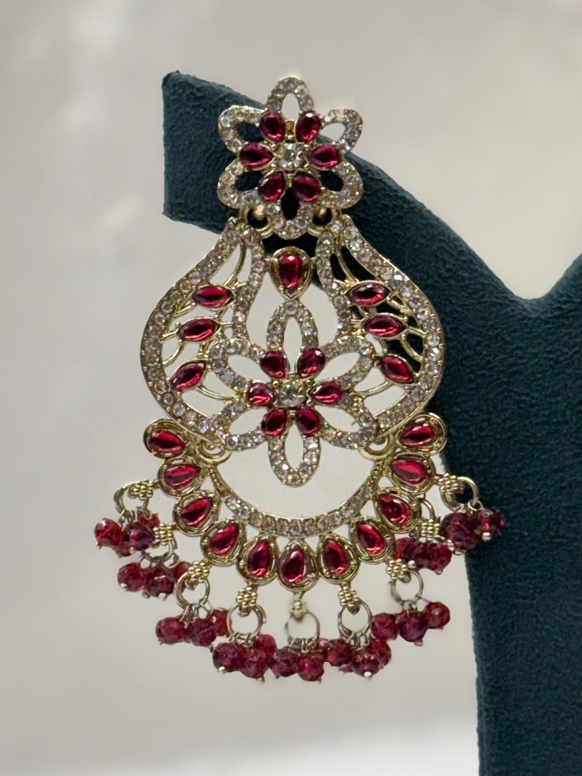 Red Crystal Chandbali Earrings for Women,llb638