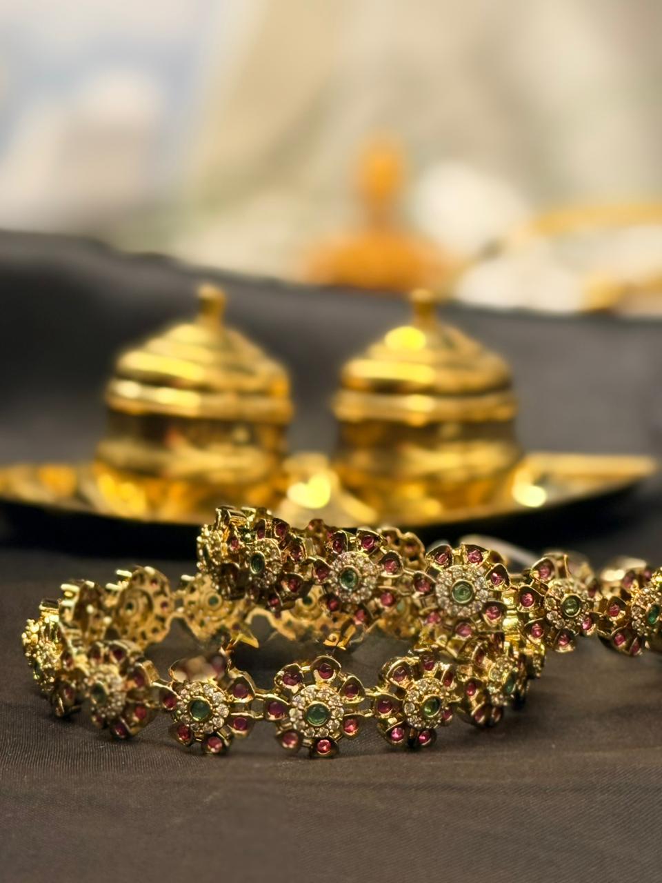 Antique Floral Stone Bangles,llb408