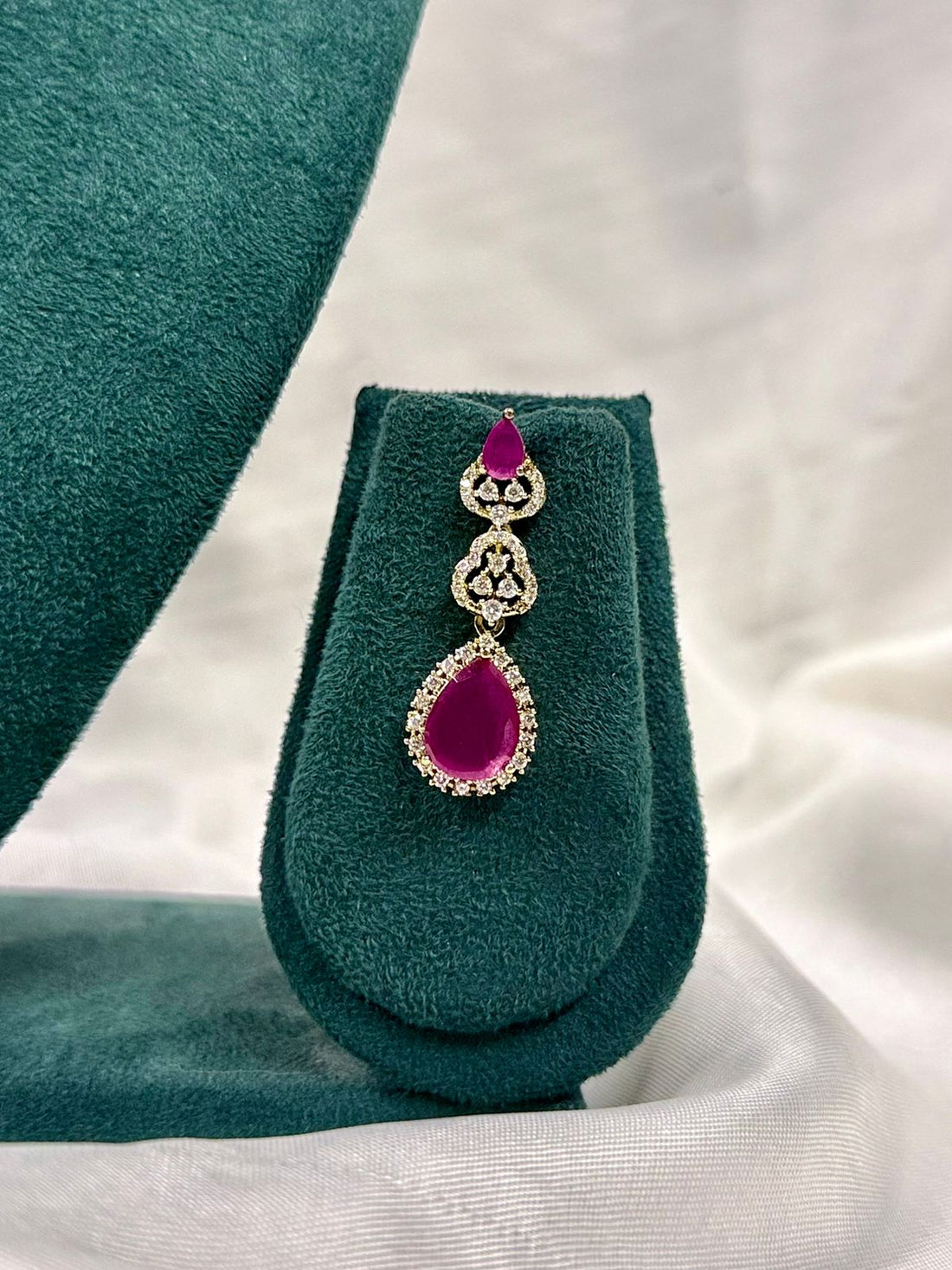Ruby Drop Diamond Necklace Set | Elegant Bridal Jewellery,llb431