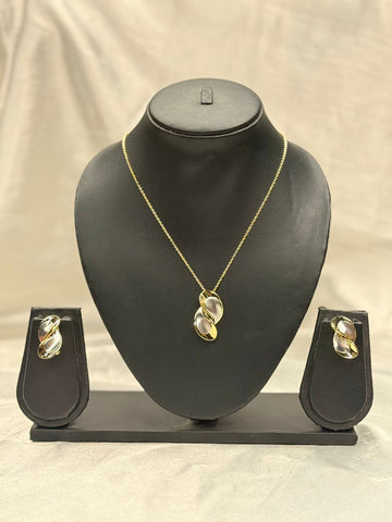 Viennois Two-Tone Gold and Silver Abstract Wave Jewelry Set ,llb566