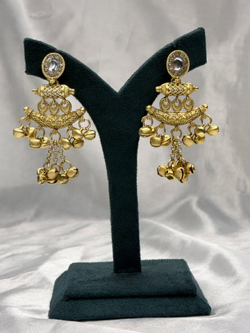 Traditional Gold Finish Jhumka Earrings with Ghungroo,llb559
