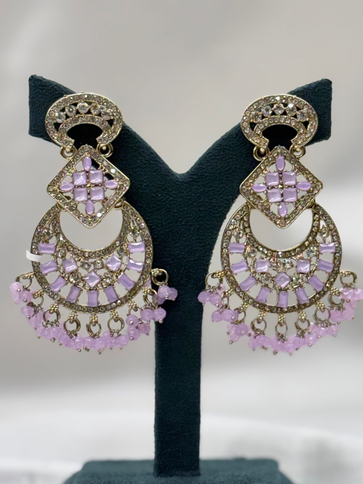 Lavender Stone Chandbali Earrings for Women,llb633