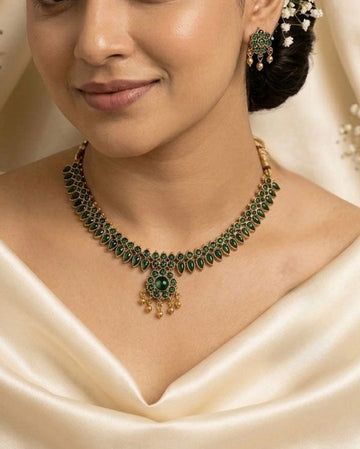 Emerald Green Kemp Necklace Set | llb043