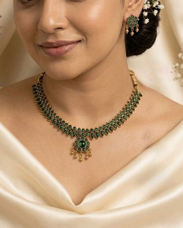 Emerald Green Kemp Necklace Set | llb043
