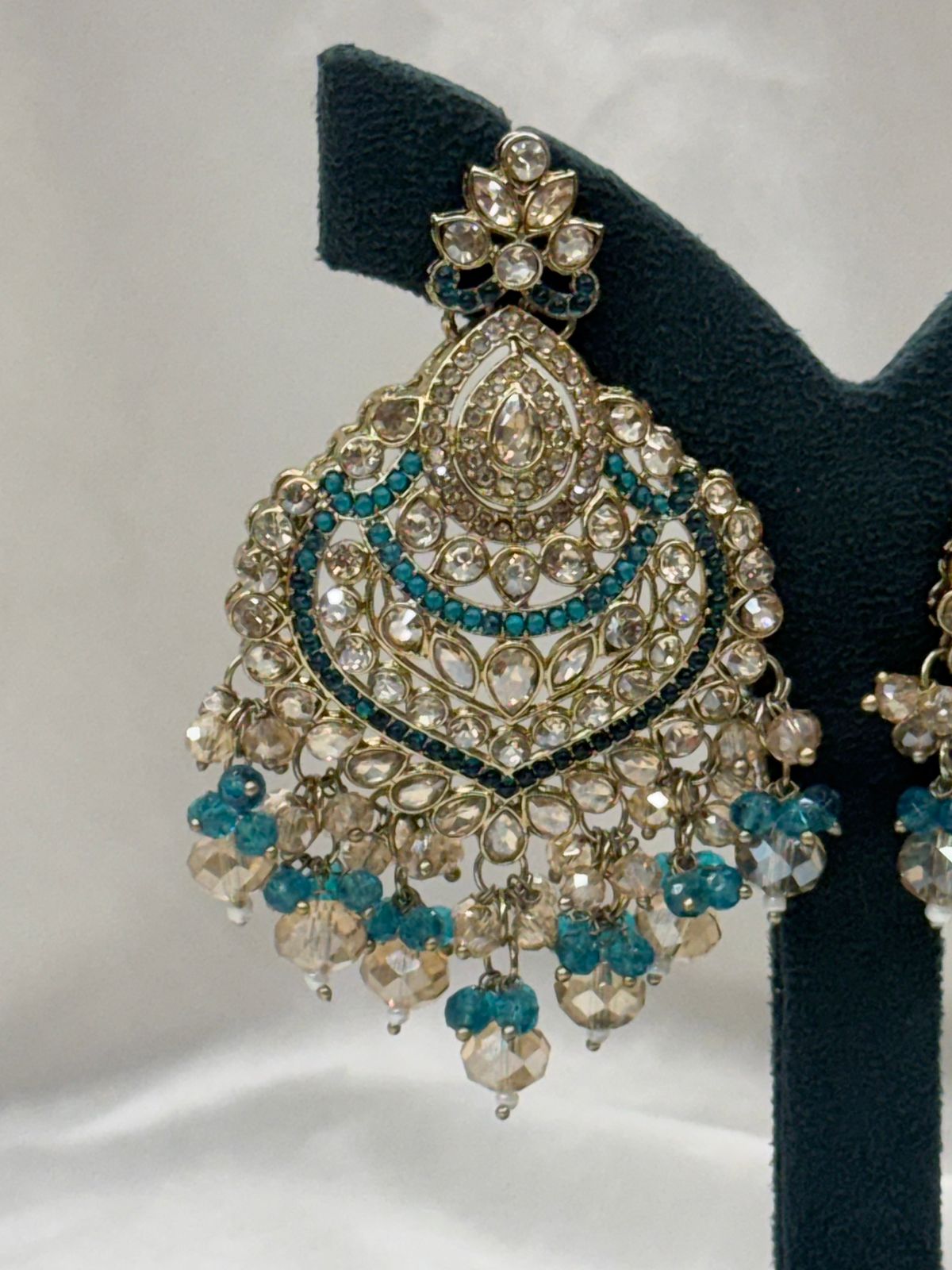Emerald Green Kundan Chandbali Earrings for Women,llb630
