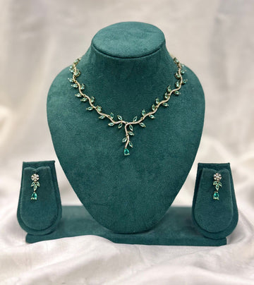 Green Stone Diamond Necklace for Women | Elegant Bridal Jewellery,llb432