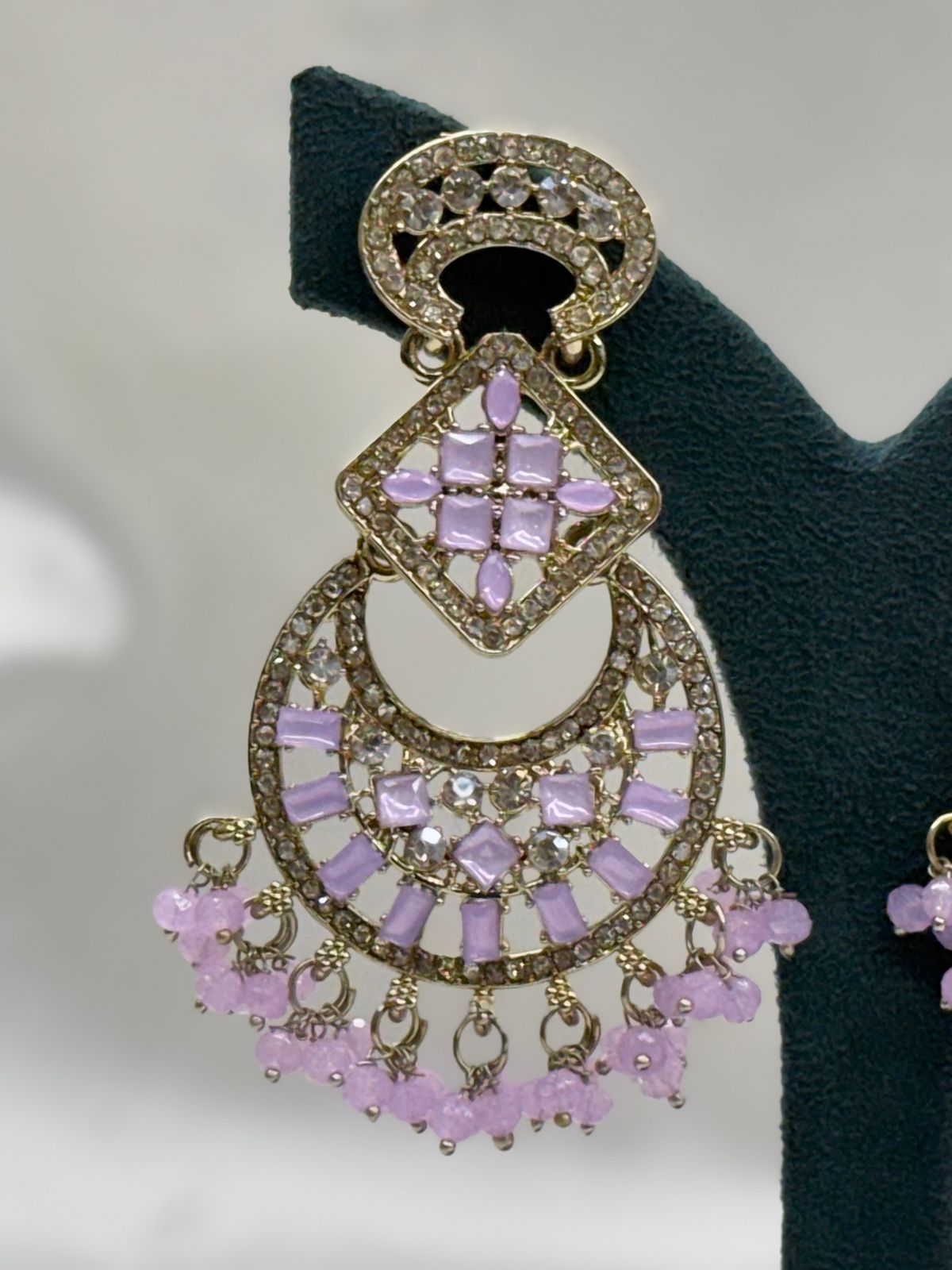 Lavender Stone Chandbali Earrings for Women,llb633