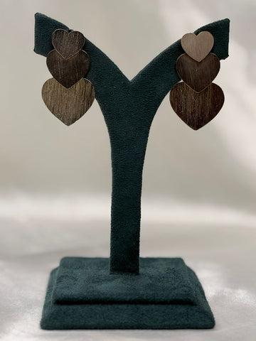 Tri-Tone Heart Drop Earrings for Women,llb704